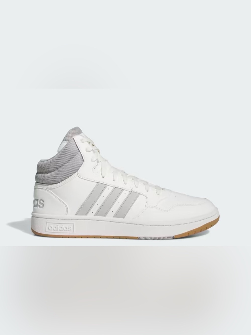 adidas Men’s Hoops 3.0 White and Light Gray High-Top Sneakers vintage
